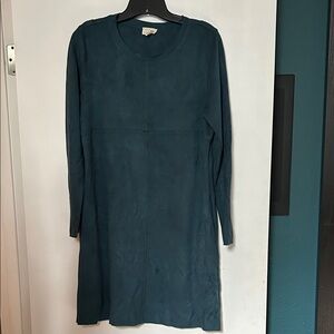 Oh Deep Teal faux suede Long Sleeve Dress